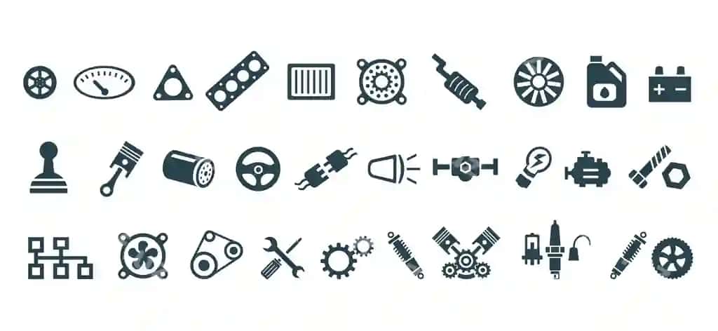 Mashina eslatma qismlari vektor ikonkalar komplekti | Set vector icons car spare parts
