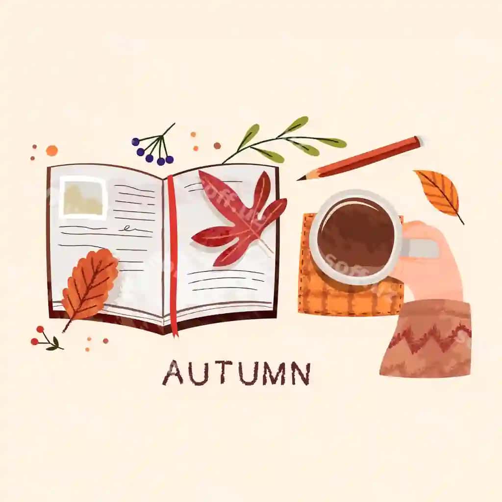 Kofe ichadigan ayol kundalik to'plamini yozadi, kuzgi elementlar | Woman drinking coffee writing diary collection autumn elements