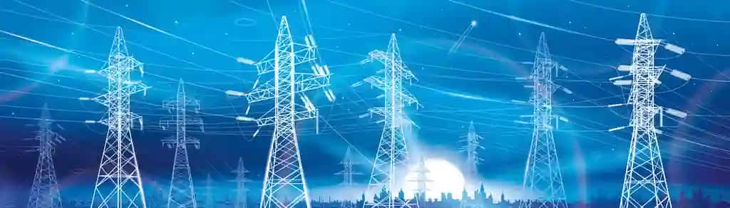 Yuqori kuchlanishli uzatish tizimi elektr neon porlashi shahar energiyasi | High voltage transmission system electricity neon glow city energy