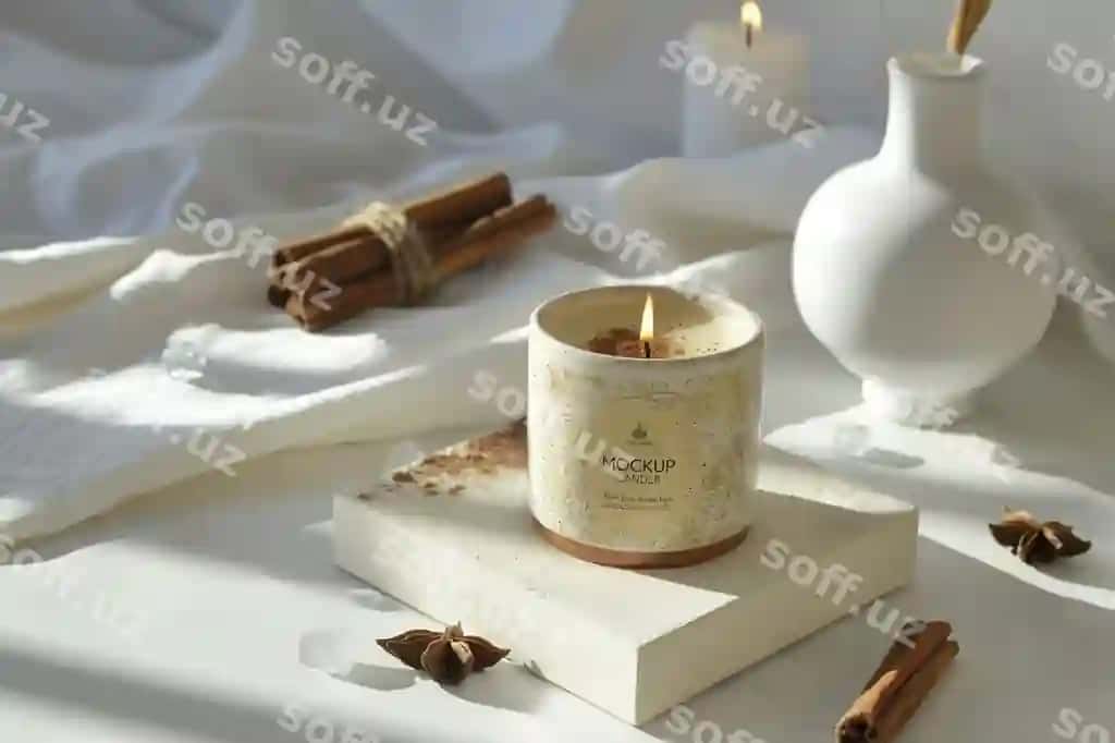 Elegant shamol logotipi mockup | Elegant candle logo mockup