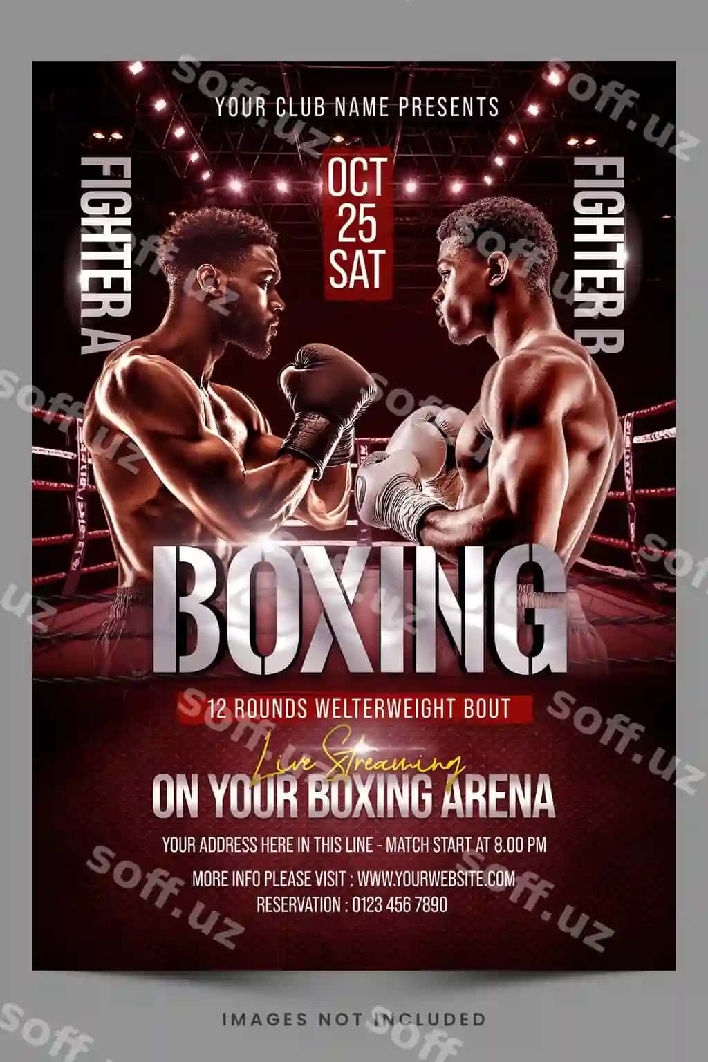 Boks chempionati PSD flyer shablon | Boxing championship psd flyer template