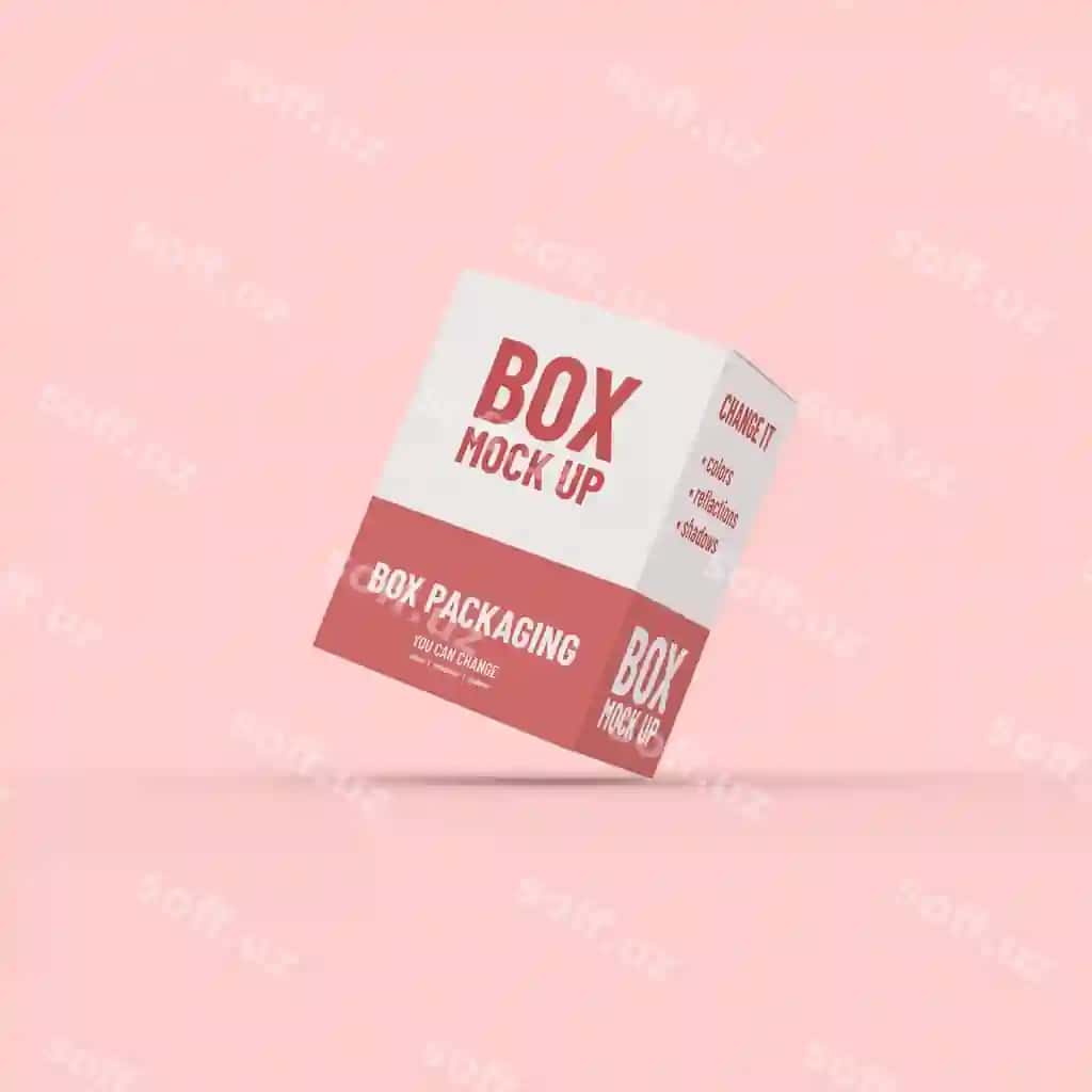 Quti paketi shabloni mahsulot dizayn namunasi oʻng egilgan pozitsiyada | Box packaging template product design mockup right tilted position