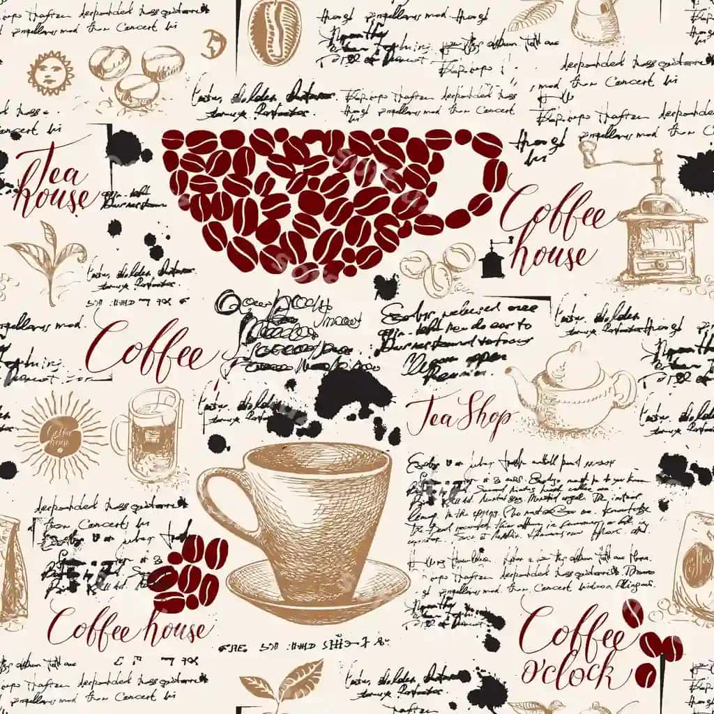 Beshxato naqsh mavzusi kofe | Seamless pattern theme coffee