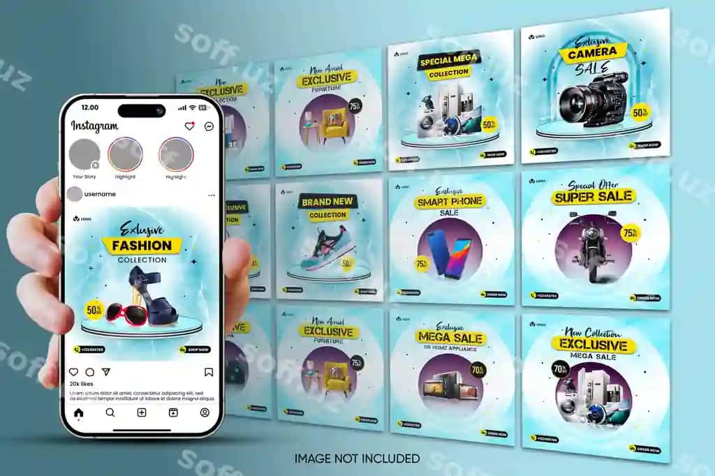 Ijtimoiy tarmoqlar post shabloni facebook instagram karusel shabloni | Social media post template facebook instagram carousel template