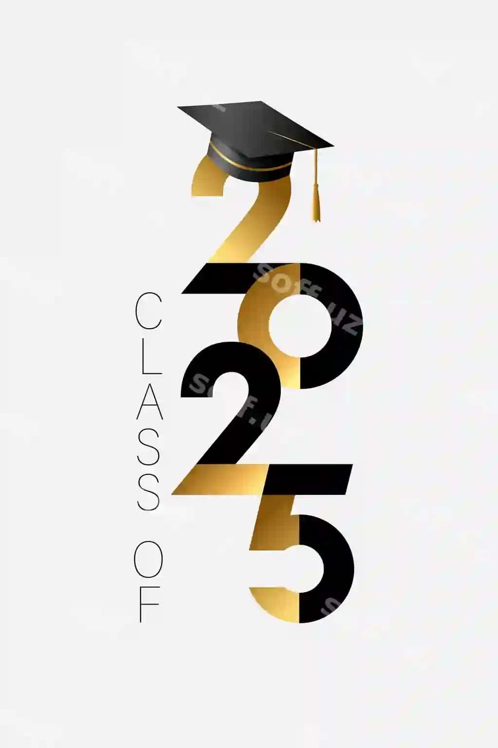 2025-yil talabalari bitirish logotipi qora akademik shlyapali | Class 2025 graduation logo with black academic cap