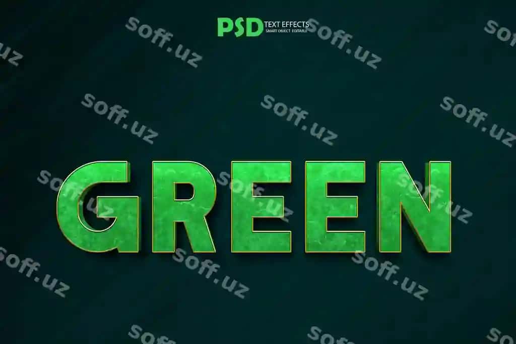 Psd yashil matn uslubi effekti | Psd green text style effect