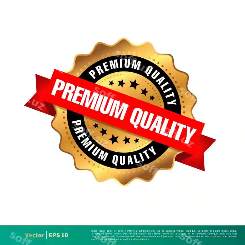 Yuqori sifatli oltin muhr shtamp vektor shablonining illyustratsiyasi dizayni | Premium quality gold seal stamp vector template illustration design