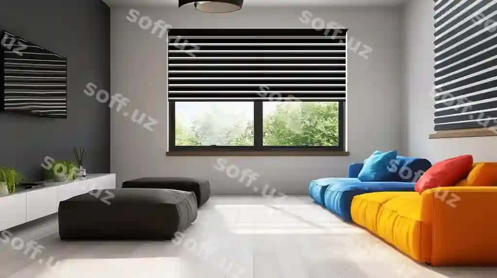 Zamonaviy otish xonasi rang-barang mebel va tabiiy yorqinlik bilan | Modern living room with colorful furniture natural light