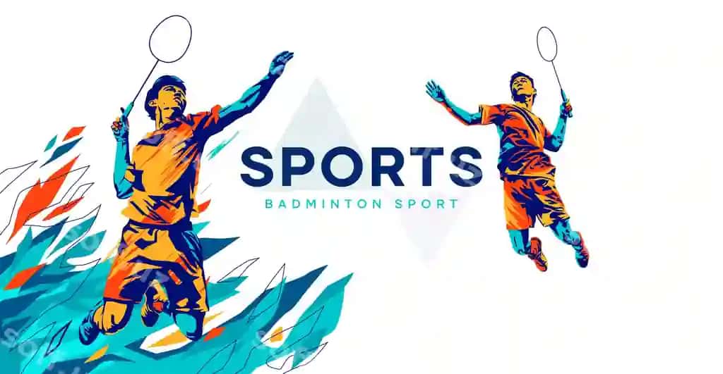 Vektor illustratsiyasi badminton atleti sakrash smash harakati bilan | Vector illustration badminton athlete with jumping smash action