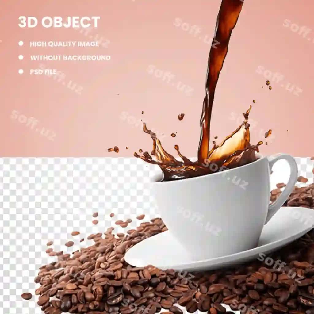 3d qahvo latte kafe espresso png shaffof fonda | 3d coffee latte cafe espresso png transparent background