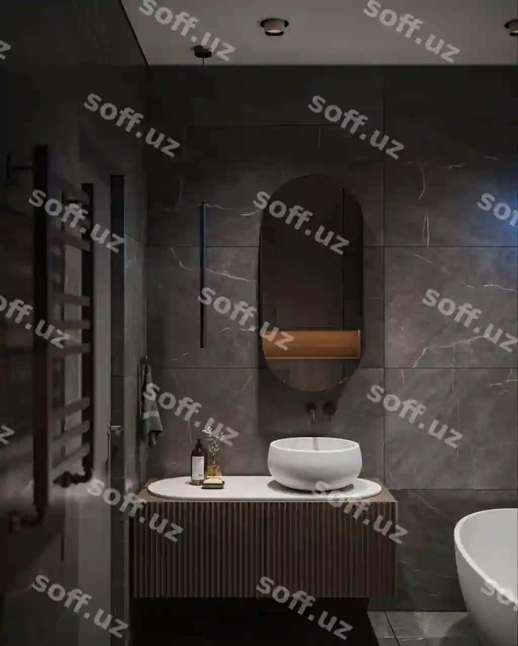 Chilgan, tualet va akrilyli hammom | Bathroom with sink toilet mirror