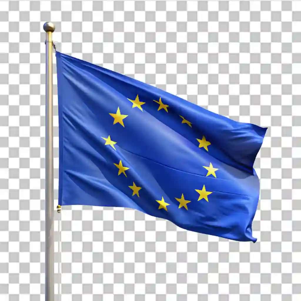 Yevropa Ittifoqi bayrog'ini silkitib, shaffof fonda | European union waving flag isolated transparent background
