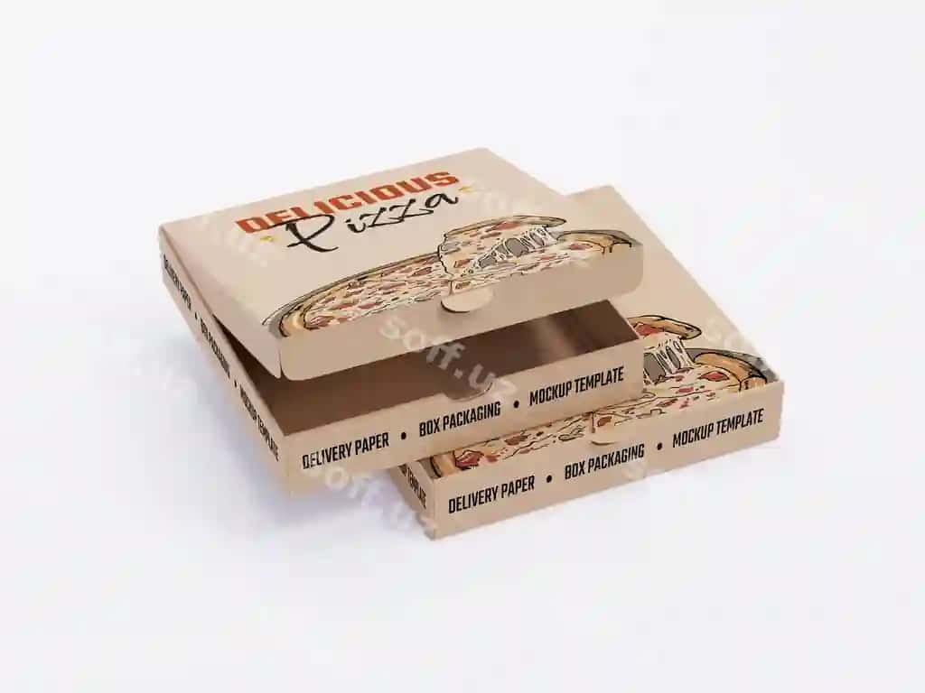 Pitsa qutisi uchun daftar namunasi | Pizza box packaging paper mockup