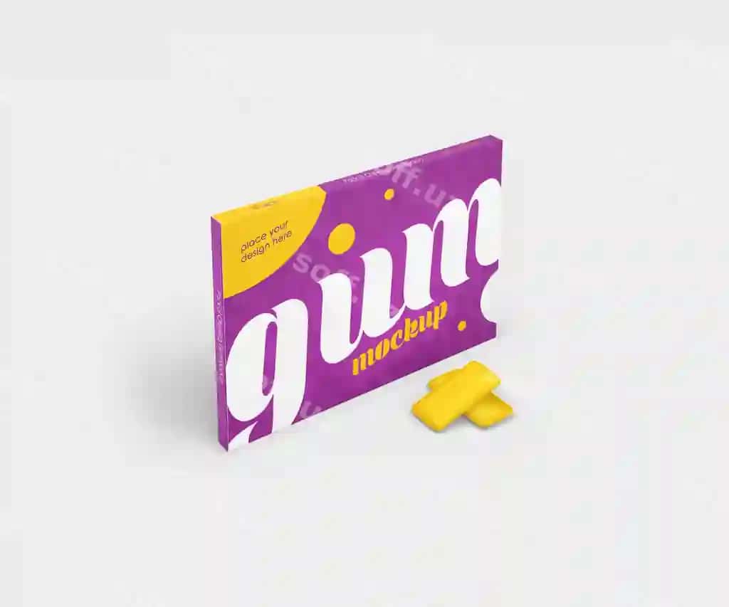 Saqich maketi psd shablonini qadoqlash | Pack chewing gum mockup psd template