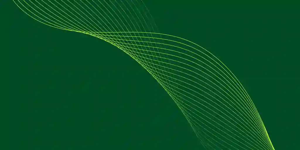 Mavhum yashil to'lqin chiziqlari quyuq yashil fon | Abstract green wave lines dark green backdrop