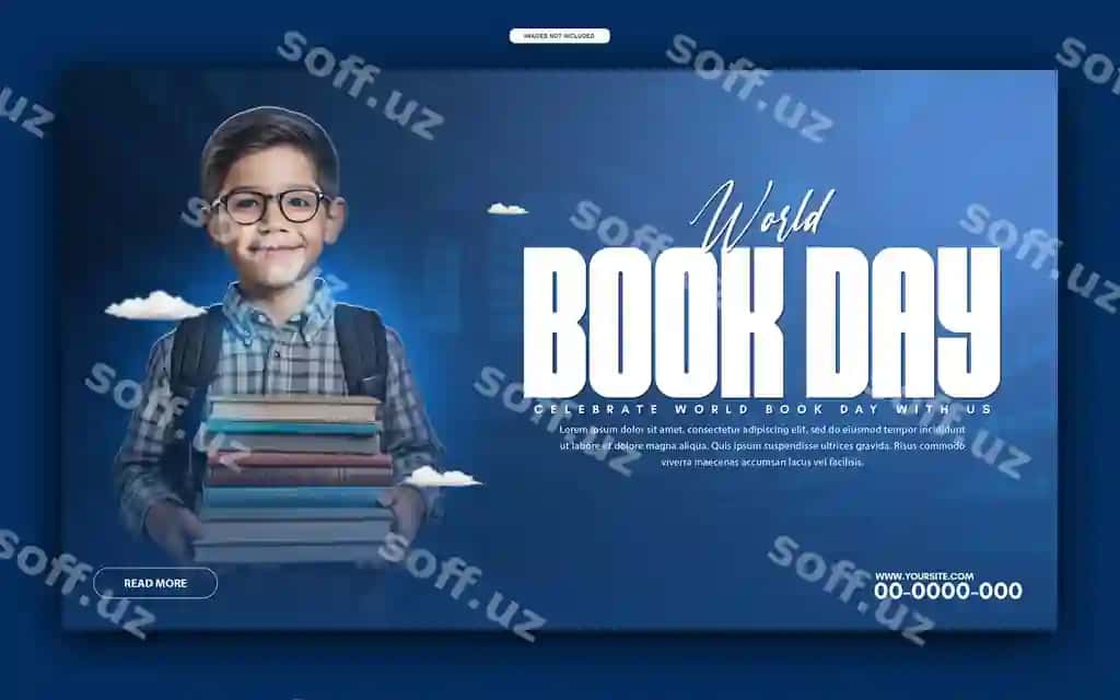 Ijodiy jahon kitoblar kuni veb-banner bepul psd | Creative world book day web banner free psd