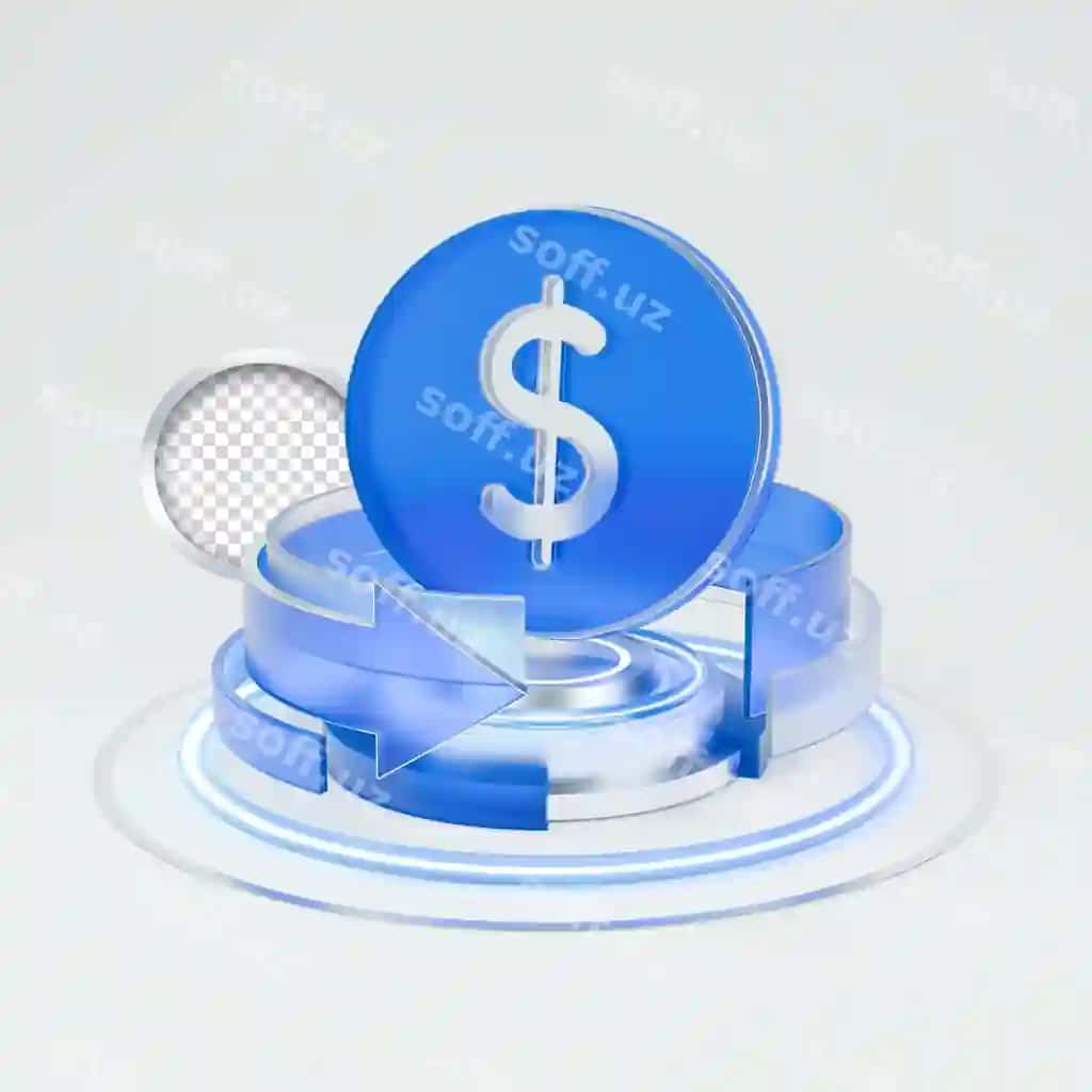 Uch o'lchovli dollar tangasi ikonasi moliyaviy tushunchani o'z ichiga olgan, dollar belgisi bilan | 3d dollar coin icon featuring finance concept with dollar sign it