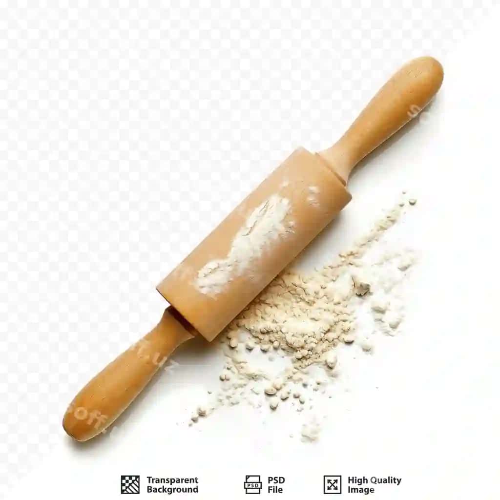 Qozoncha pudra yog'och ajraltirilgan fonda | Rolling pin powder wood isolated background