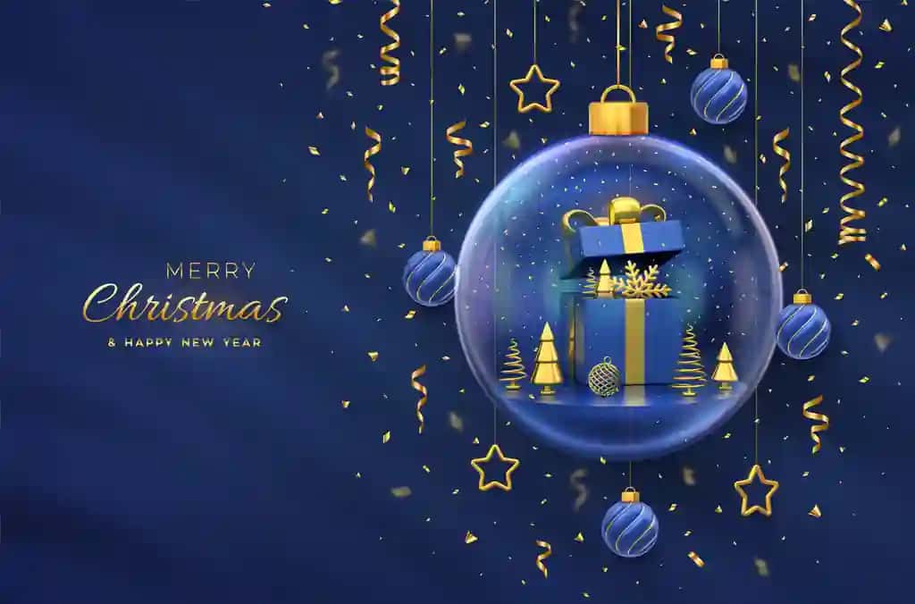 Rojdestvo tabrik kartasi ochiq sovg'a qutisi oltin ko'rgazmali metall archa | Christmas greeting card open gift box gold showflake metallic fir