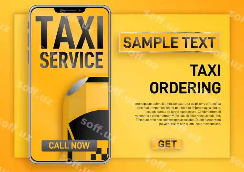 Taksi xizmati onlayn mobil ilova buyurtma taksi xizmati gozorizontal | Taxi service online mobile application order taxi service horizontal