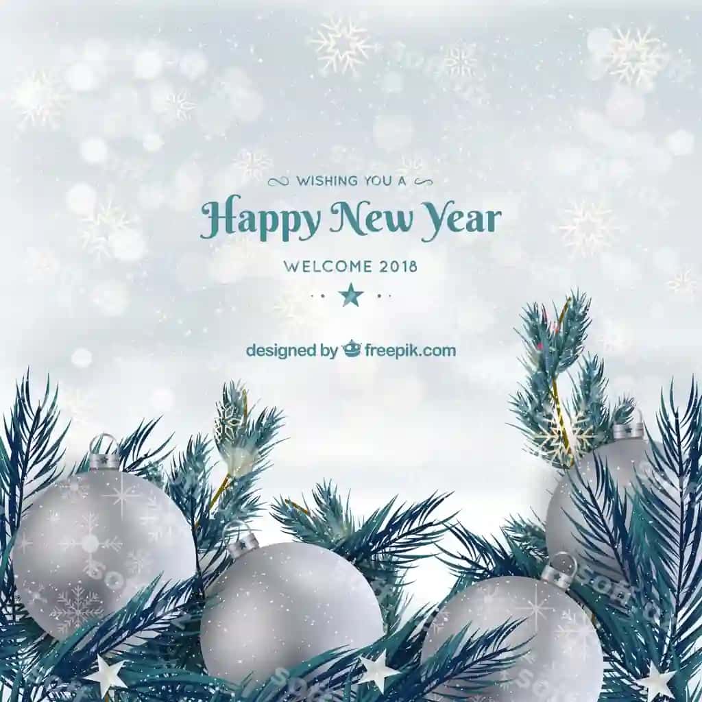 Fon yangi yil tabrigi kumush sharlar bilan | Background happy new year with silver baubles