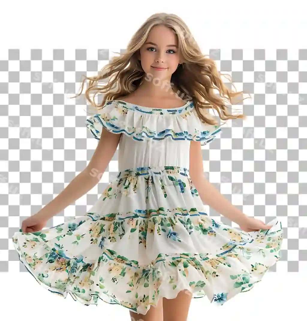 O'smir qizning yozgi ko'ylagi izolyatsiya qilingan shaffof fon | Teen girl summer dress isolated transparent background
