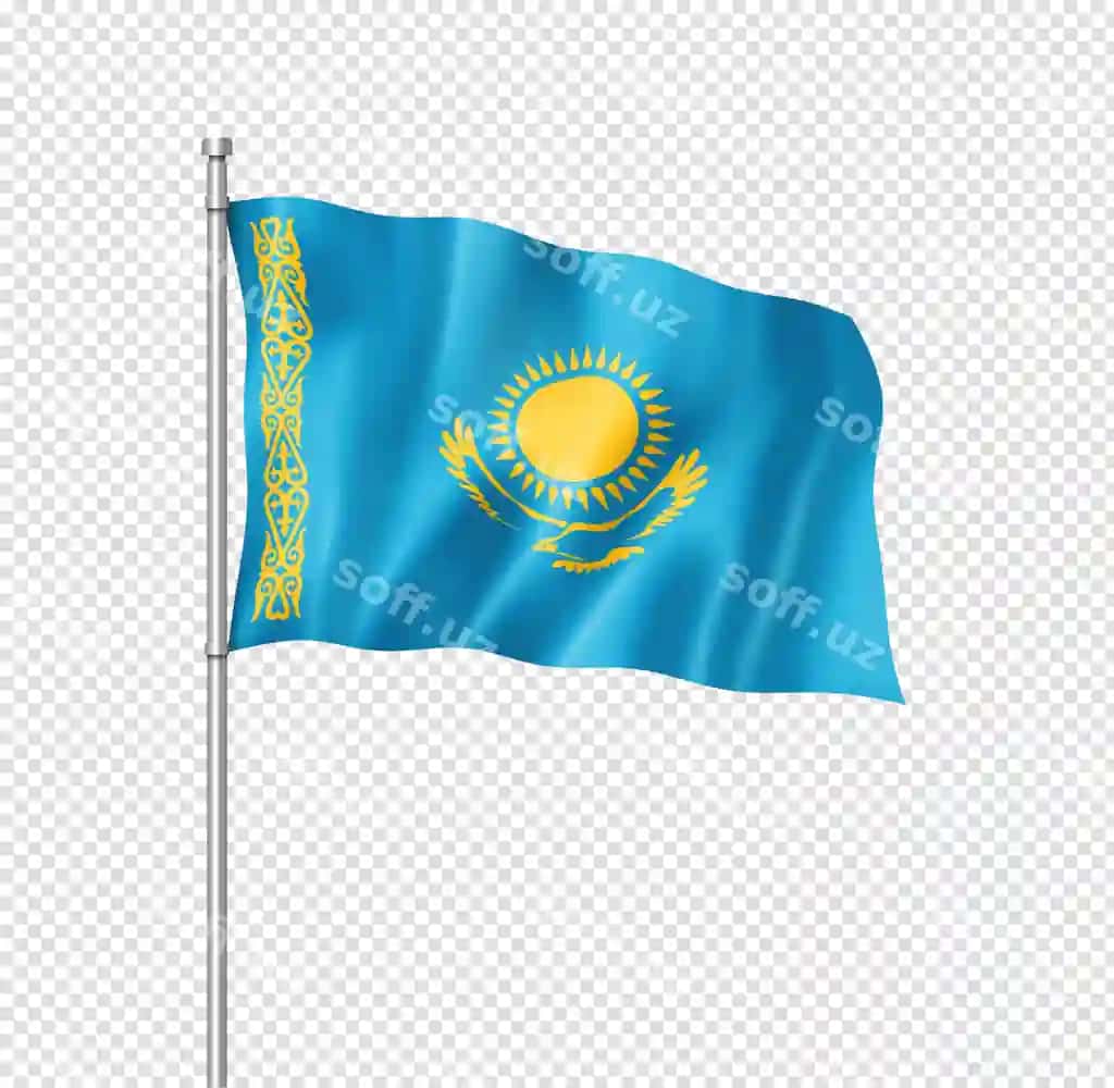 Qozog'iston bayrog'i oq rangda | Kazakhstan flag isolated white