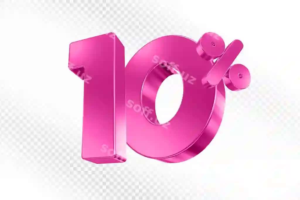 10 foiz binafshe uch o'lchovli chegirma | 10 percent off pink 3d discount