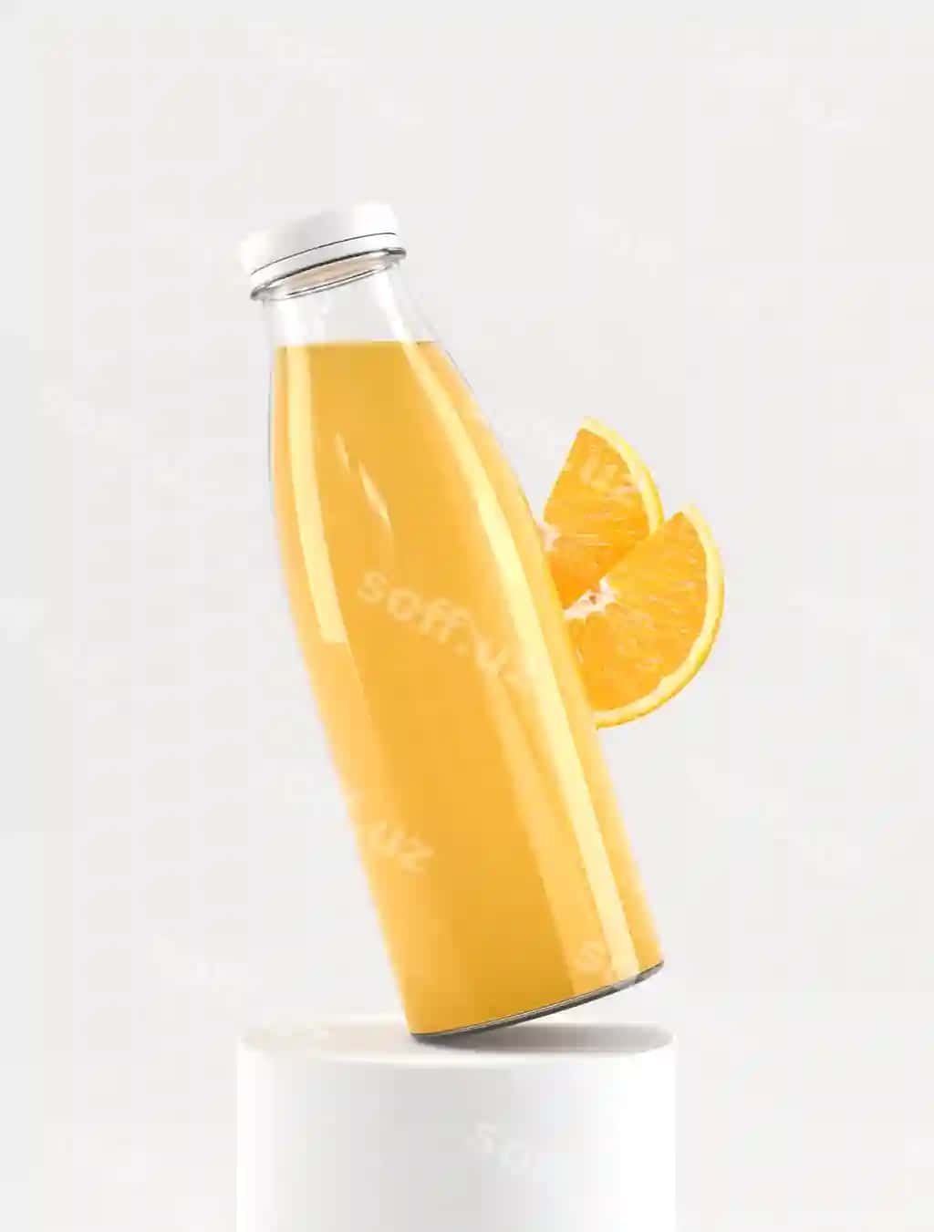 Meva suvi anqarli steklyannyy flakon namuna dizayni | Fruit juice clear glass bottle mock up design