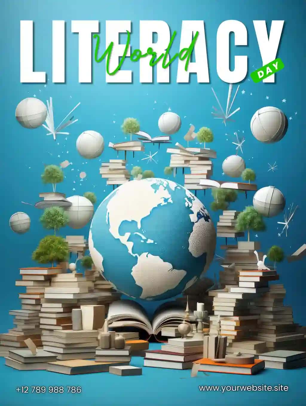 Ijtimoiy media plakati konsepsiyasi Xalqaro savodxonlik kuni | Social media poster concept international literacy day