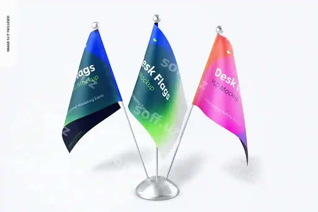 Mavzu bayrogʻi mockup | Desk flags mockup