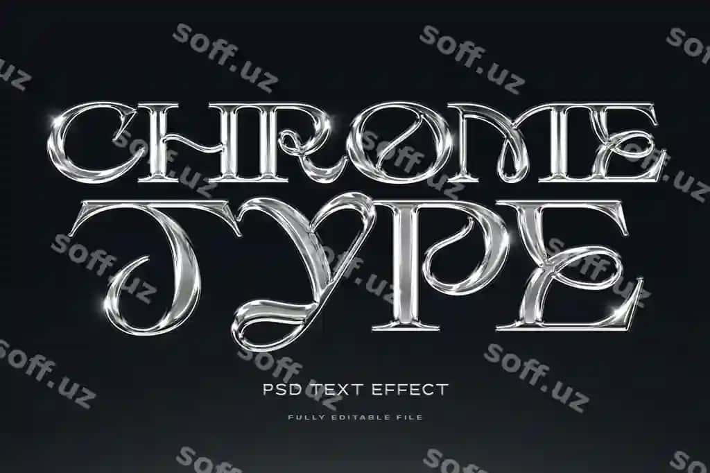 Hrom shrift matn effekti | Chrome type text effect
