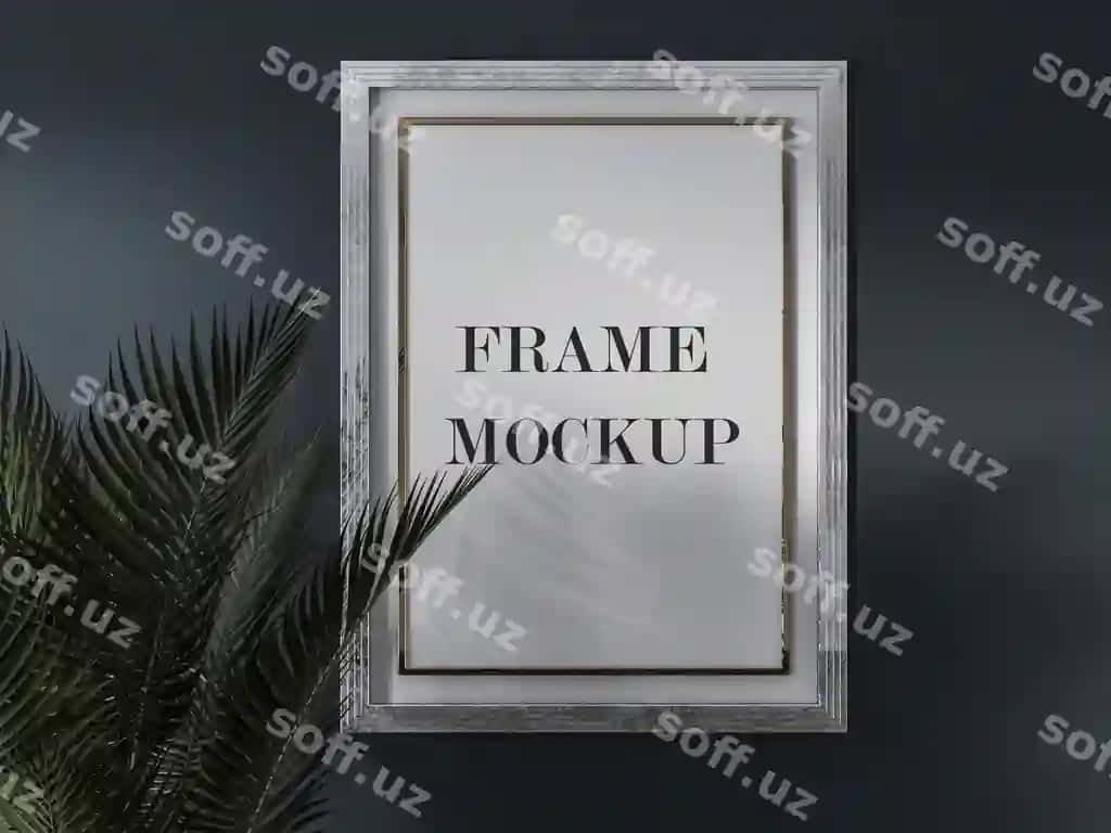 Vintaj poyeztir ramka dizayn namunasi o'simlik bilan | Vintage poster frame mockup design with plant