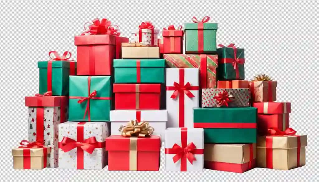 Yig'ilgan tog' kabi qoziqli sovg'a qutilari bayramona Rojdestvo sovg'alarini taqdim etadi | Pile gift boxes as stacked mountain presents festive christmas gifts
