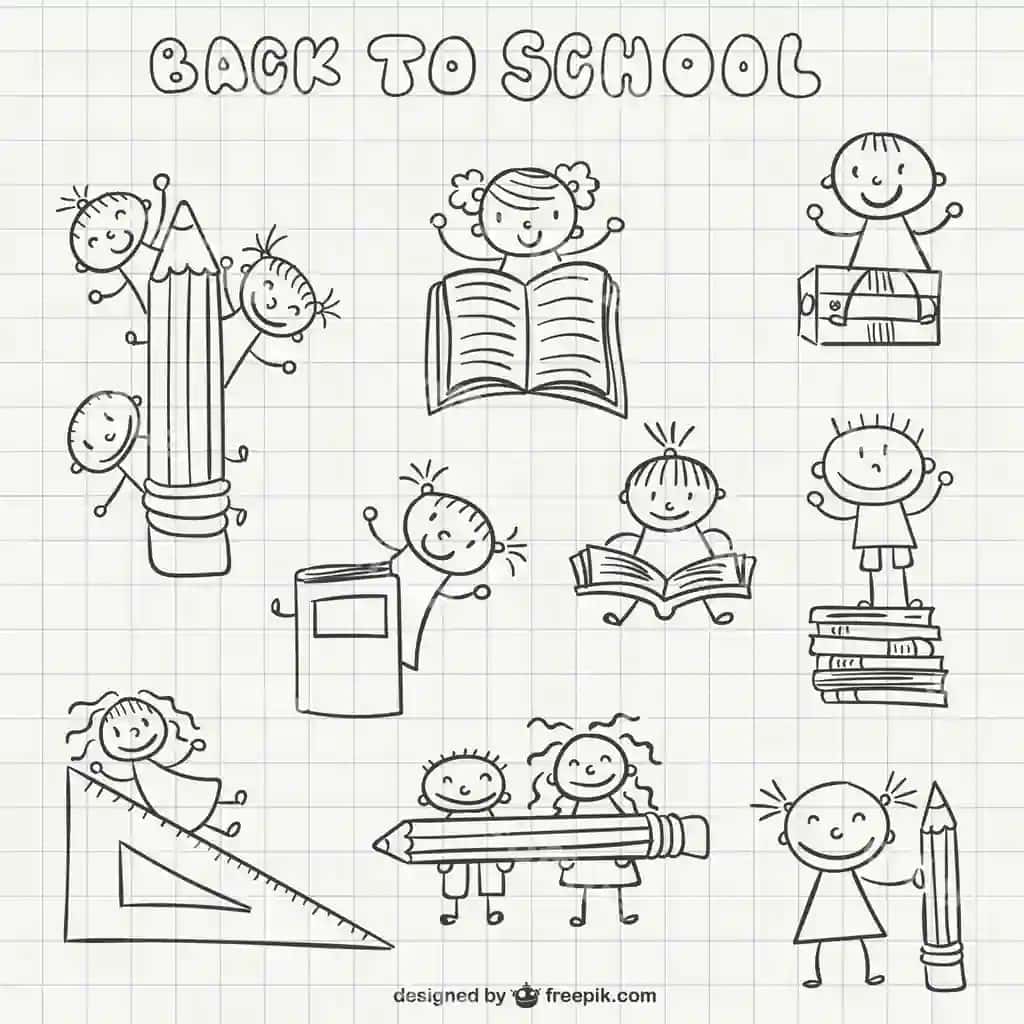 Rucksak maktab chizgilar paketi | Back school scribbles pack