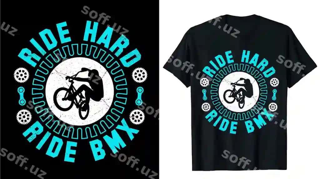 Harakat so'zlari yozilgan qora futbolka | Black t shirt with words hard ride it