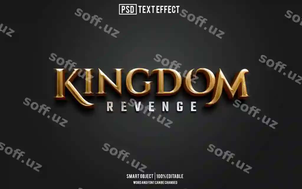Kingdom effekti shrifti tahrirlangan tipografiya 3d matn | Kingdom text effect font editable typography 3d text