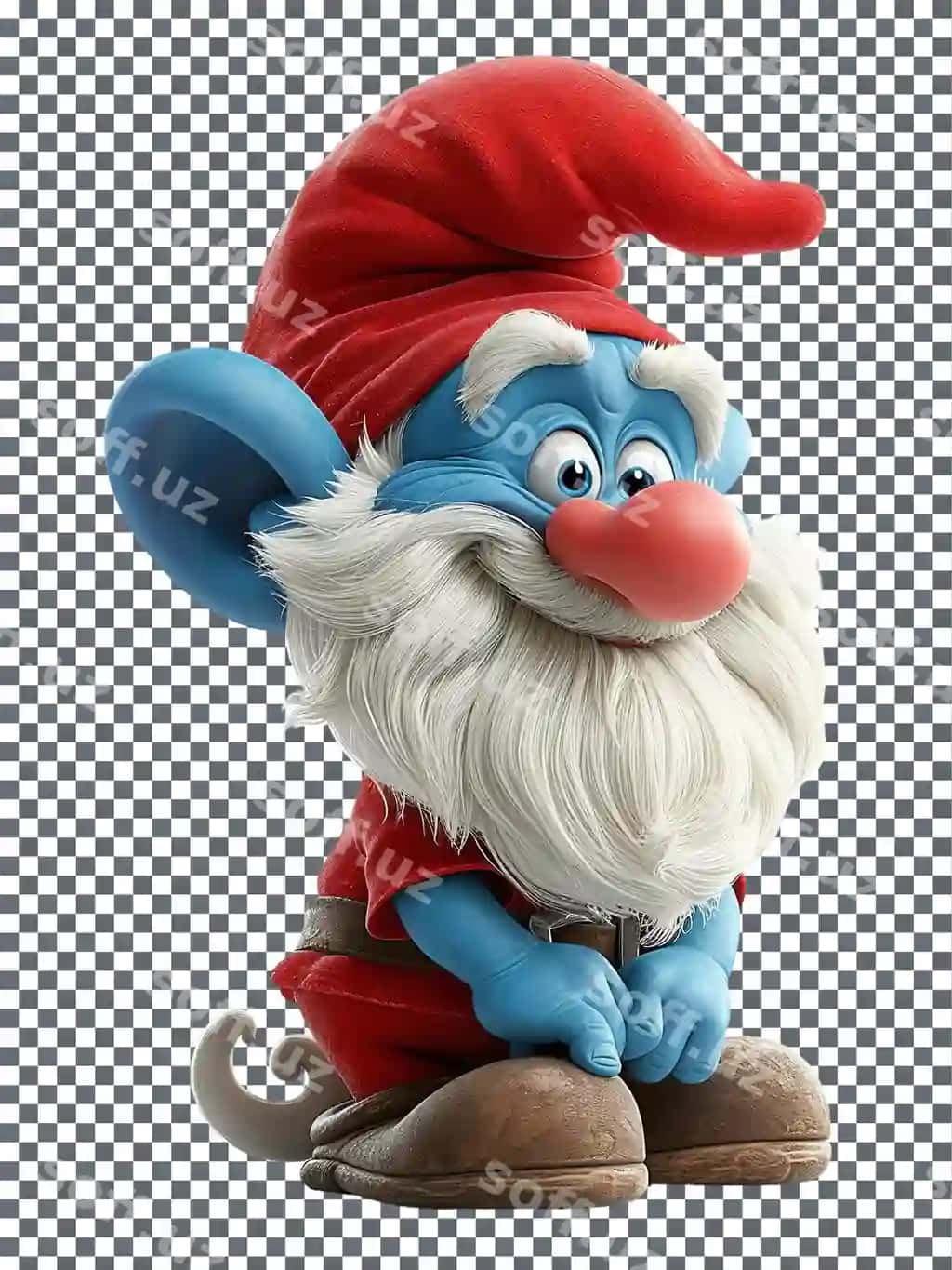 Chiroyli papa smurf shaffof fonda ajraltirilgan | Cute papa smurf isolated transparent background