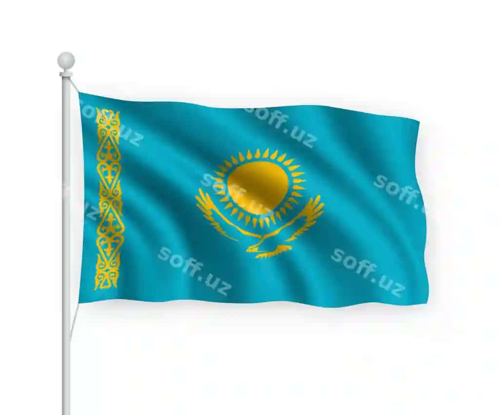Harakat qilayotgan Qozogʻiston bayroqi bayroq urushida oq fonda ajraltirilgan | Waving flag kazakhstan flagpole isolated white