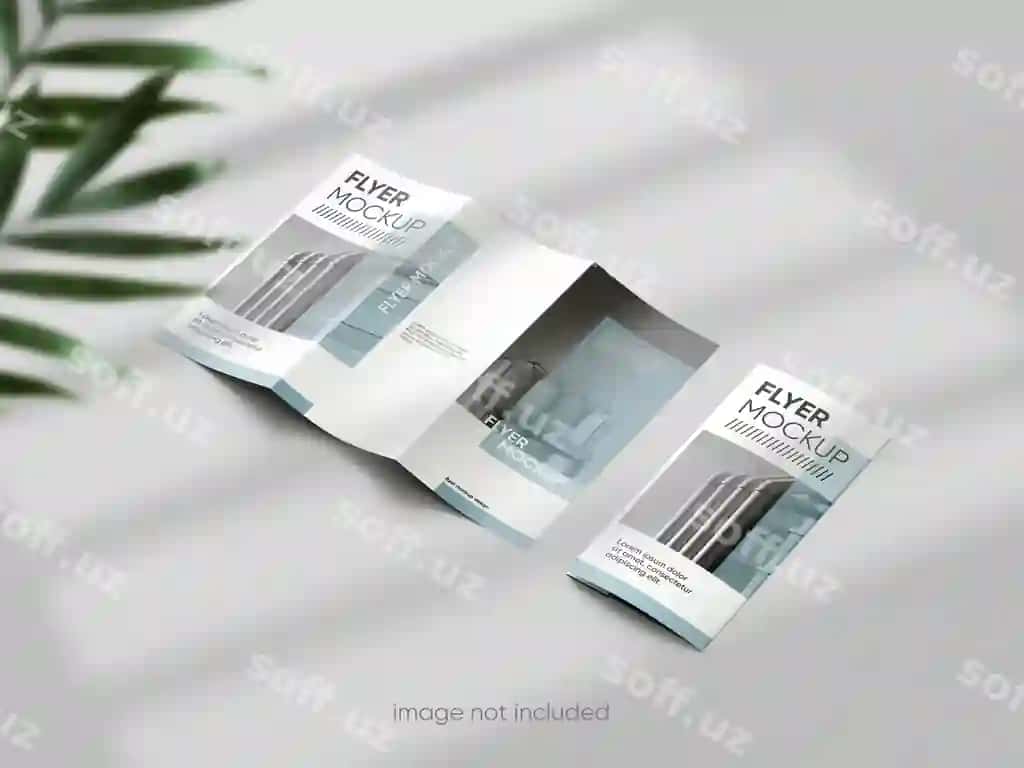 Soya effekti bilan katlamali broshyura maketi | Fold brochure mockup with shadow effect