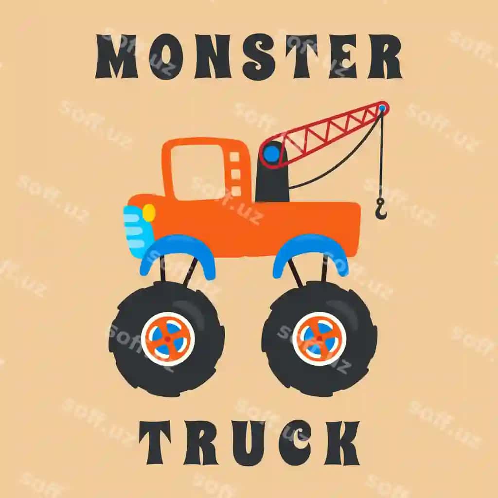 Vektor illustratsiyasi monster truck karykatura uslubida ishlatish mumkin | Vector illustration monster truck with cartoon style can be used