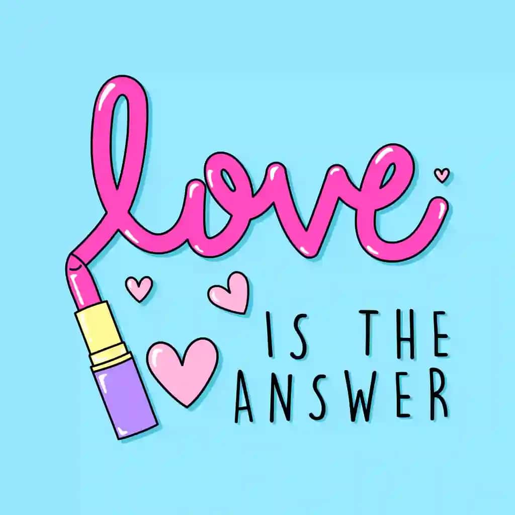 "Sevgi - javob" so'zi tushirilgan pushti lab bo'yog'i | Pink lipstick with word love is answer