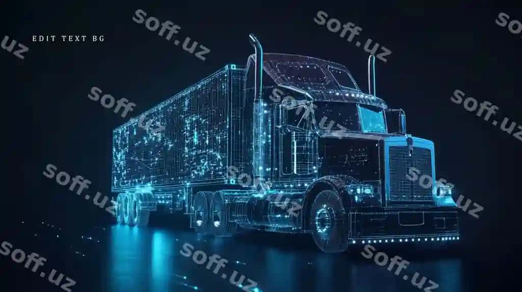 Kelajakchi raqamli render yarıma yuk mashinasi qorong'i fonda | Futuristic digital rendering semitruck dark background
