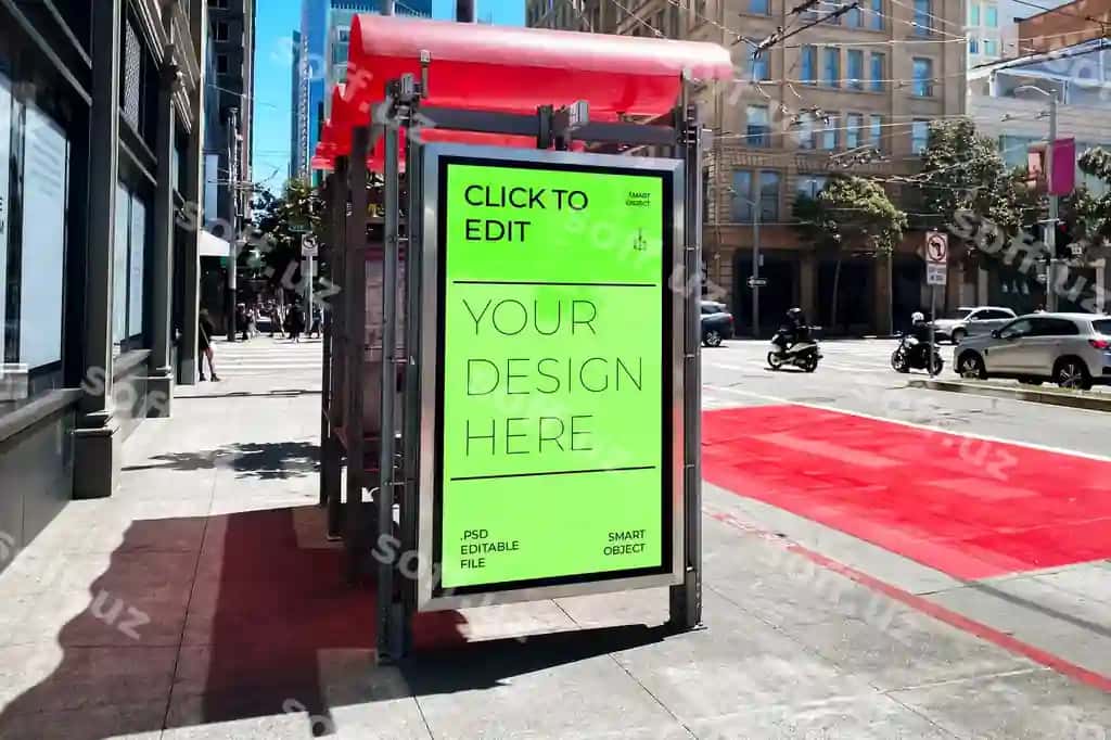 Avtobus stantsiyasi namoyish shaharlik model | Bus station display city urban mockup