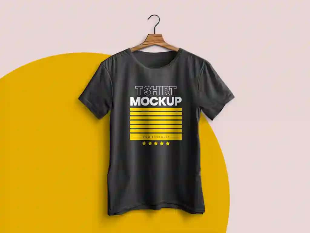 Minimalist qora futbolka maket shabloni | Minimalist black t shirt mockup template