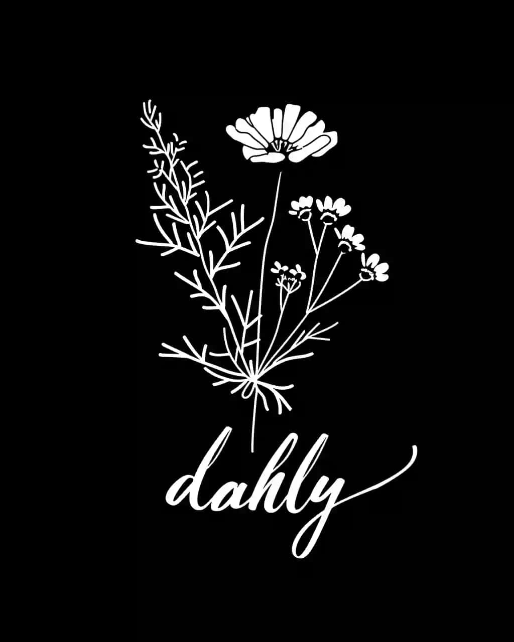 Qora fonda gulli so'zli romashka tasviri tushirilgan rasm | Black background with picture flower word daisy