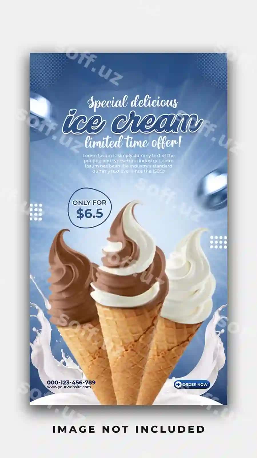 Maxsus Testy Shirin Muzlat Instagram Xotirasi Banner Post | Special testy delicious ice cream instagram stories banner post