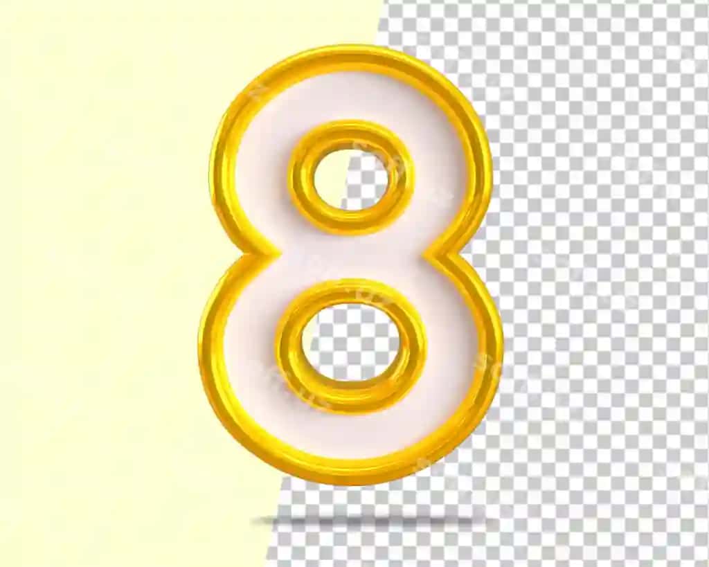 8 raqam oltin sakkiz logotip matn 3D | 8 number gold eight logo text 3d