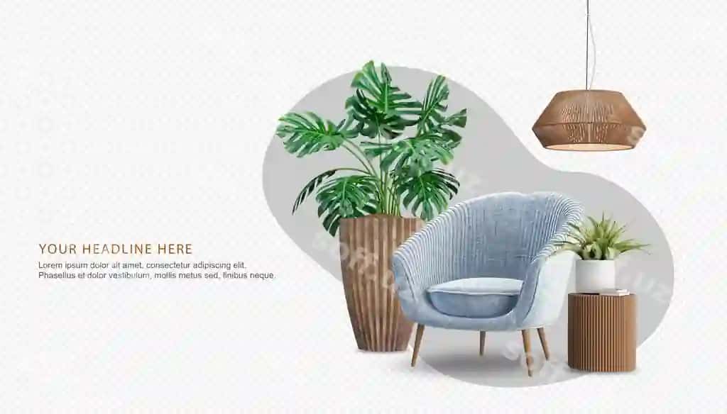 Ichki dekoratsiya komplekti 3D render | Interior decoration set 3d rendering