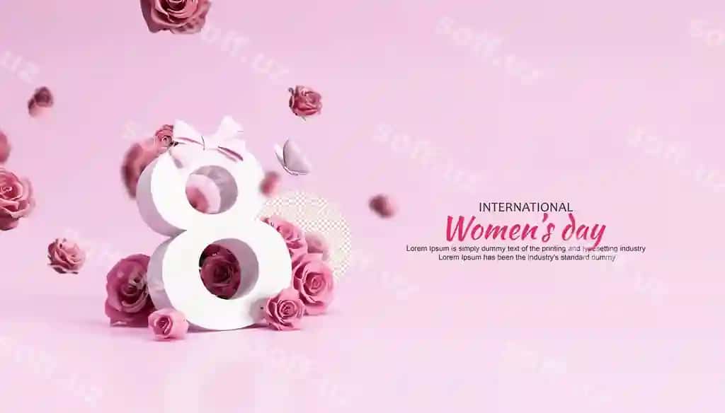 3D realistik Ayollar kuni gullar bilan orqa fonda | 3d realistic womens day with flowers background